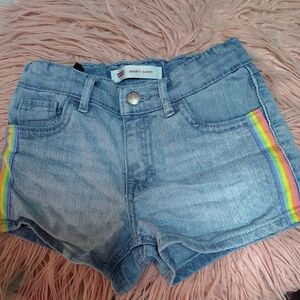 Kids Denim Shorts with Rainbow Trim